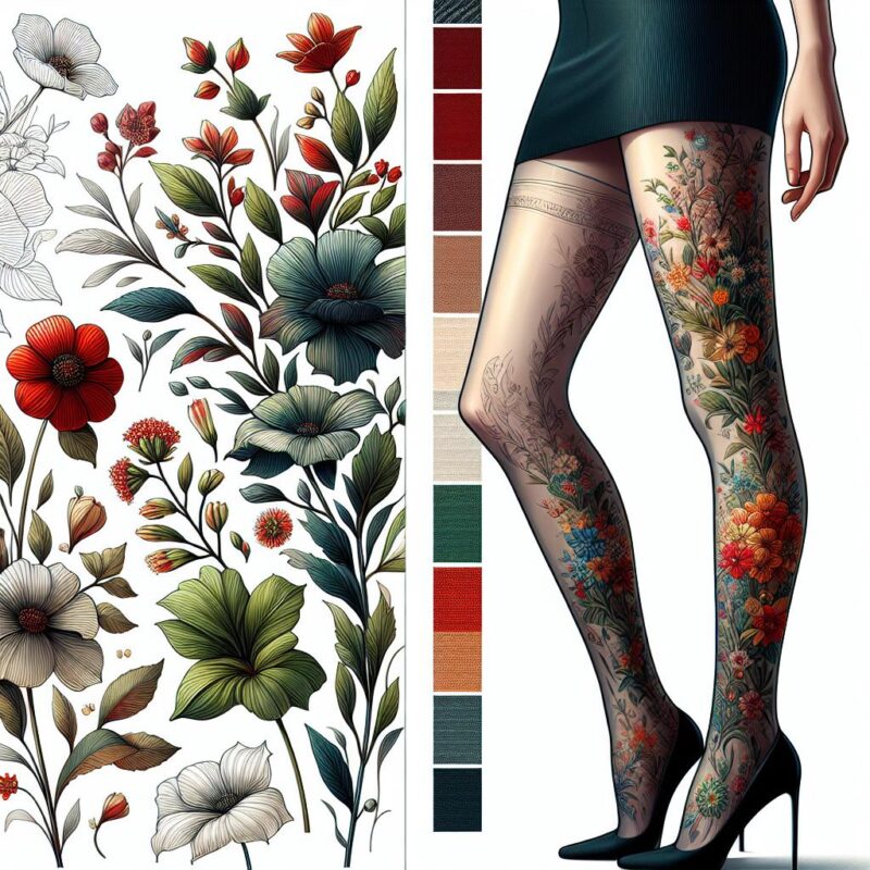 Collants avec motifs floraux